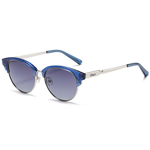 DUCO Damen Sonnenbrille Polarisiert Sonnenbrillen mit UV400 Schutz modisch Designer Sonnenbrille Großer Metall Rahmen DC1221 von DUCO