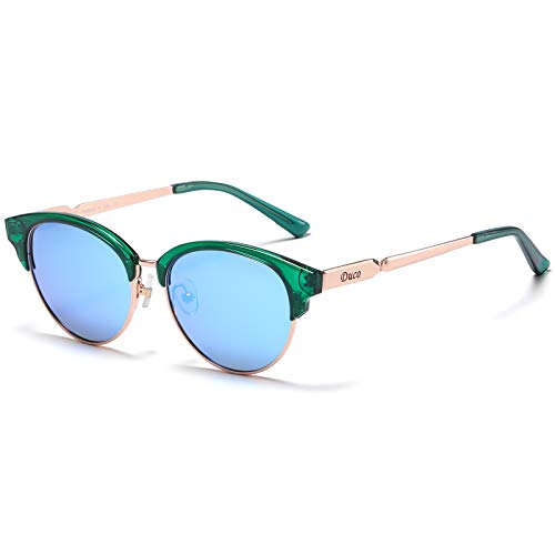 DUCO Damen Sonnenbrille Polarisiert Sonnenbrillen mit UV400 Schutz modisch Designer Sonnenbrille Großer Metall Rahmen DC1221 von DUCO