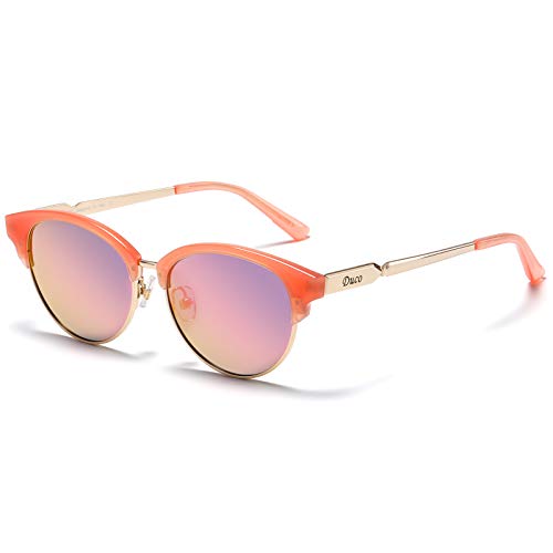 DUCO Damen Sonnenbrille Polarisiert Sonnenbrillen mit UV400 Schutz modisch Designer Sonnenbrille Großer Metall Rahmen DC1221 von DUCO