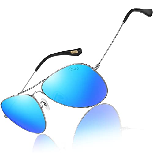 DUCO Herren Polarisierte Sonnenbrille Pilotenbrillen Unisex 100% UV400-Schutz Sonnenbrillen 3025 (Blau) von DUCO