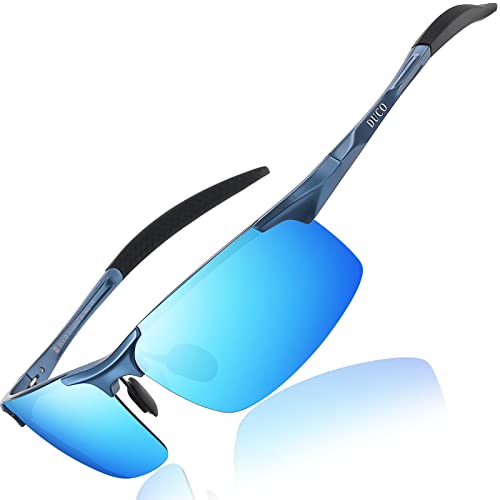 DUCO Herren Sportbrille Polarisierte Sonnenbrille Fahrerbrille Ultraleichte Al-Mg Metallrahmen UV400-Schutz Männer Sonnenbrillen 8177S von DUCO