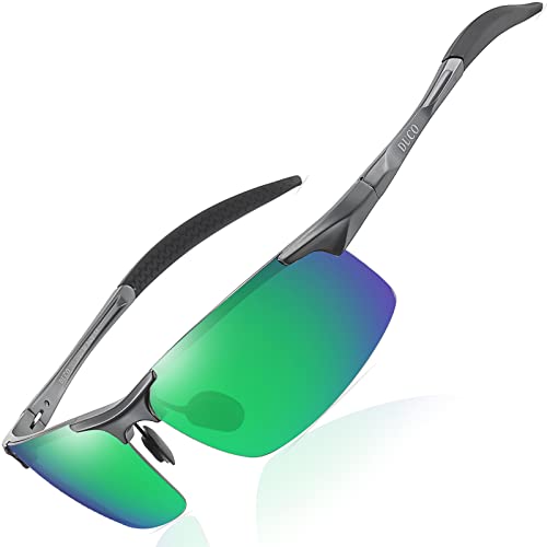 DUCO Herren Sportbrille Polarisierte Sonnenbrille Fahrerbrille Ultraleichte Al-Mg Metallrahmen UV400-Schutz Männer Sonnenbrillen 8177S von DUCO