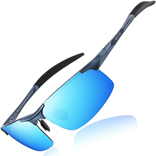 DUCO Herren Sportbrille Polarisierte Sonnenbrille Fahrerbrille Ultraleichte Al-Mg Metallrahmen UV400-Schutz Männer Sonnenbrillen 8177S von DUCO