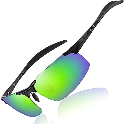 DUCO Herren Sportbrille Polarisierte Sonnenbrille Fahrerbrille Ultraleichte Al-Mg Metallrahmen UV400-Schutz Männer Sonnenbrillen 8177S von DUCO