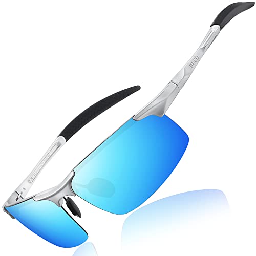 DUCO Herren Sportbrille Polarisierte Sonnenbrille Fahrerbrille Ultraleichte Al-Mg Metallrahmen UV400-Schutz Männer Sonnenbrillen 8177S von DUCO