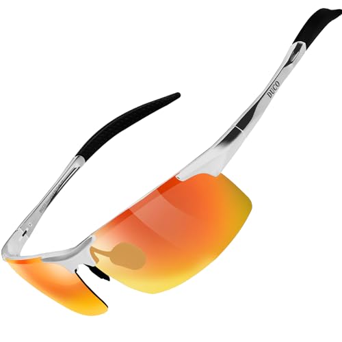 DUCO Herren Sportbrille Polarisierte Sonnenbrille Fahrerbrille Ultraleichte Al-Mg Metallrahmen UV400-Schutz Männer Sonnenbrillen 8177S von DUCO