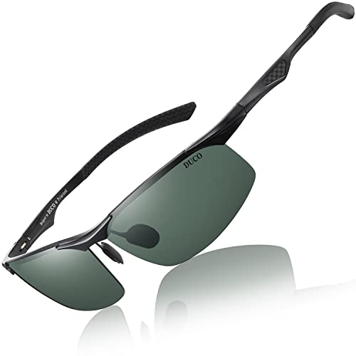 DUCO Herren Sportbrille Polarisierte Sonnenbrille Fahrerbrille Ultraleichte Al-Mg Metallrahmen UV400-Schutz Männer Sonnenbrillen X6 von DUCO