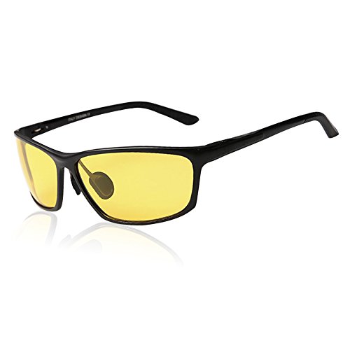 DUCO Herren und Damen Polarisierte Blendschutz Nachtfahrbrille HD Nachtsicht Gelb Fahrbrille 2179 (Schwarz) von DUCO