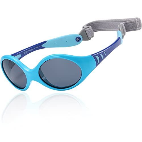 DUCO Kinder Sonnenbrille Polarisierte Sportbrille TPEE Flexibeles Gestell für Baby Mädchen oder Junge 0-24 Monate K012 (Blau) von DUCO