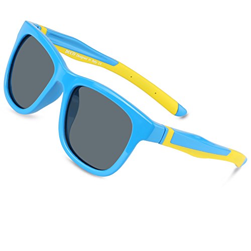 DUCO Kinder Sonnenbrille Polarisierte Sportbrille TPEE Flexibeles Gestell für Jungs und Mädchen K009 (Blau) von DUCO