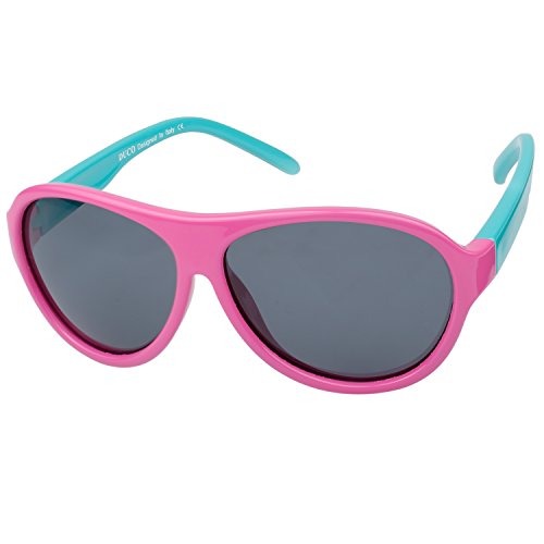 DUCO Kinder Sonnenbrille Polarisierte Sportbrille TPEE Flexibeles Gestell für Jungs und Mädchen K010 (Rosa) von DUCO