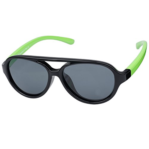 DUCO Kinder Sonnenbrille Polarisierte Sportbrille TPEE Flexibeles Gestell für Jungs und Mädchen K011 (Grün) von DUCO