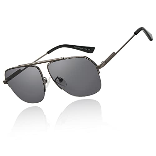 DUCO Retro Sonnenbrille für Herren Damen Halbrandlose Nicht Polarisierte Sonnenbrille für das Fahren DC3035 (Grau) von DUCO