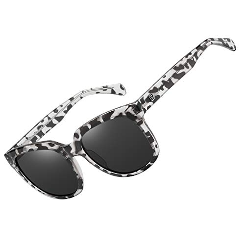 DUCO Retro Polarisierte Damen Sonnenbrille 100% UV400 Schutz Outdoor Brille für Fahren Golf Angeln 2148 (Black Hawksbill Turtle) von DUCO