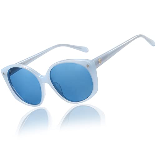 DUCO Retro Sonnenbrille für Damen Vintage übergroßer Rahmen Polarisierte Gläser mit Farbverlauf trendige Farbtöne stilvolle Sonnenbrille DC1106 (Blau) von DUCO