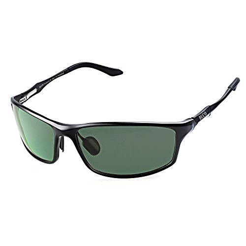 DUCO Sonnenbrille Herren Polarisierte Sportbrille Fahrerbrille für Männer Al-Mg Metallrahme Brillen 8201 (Grün) von DUCO