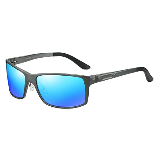 DUCO Sonnenbrille Polarisiert Herren Metallrahmen Männer Sportbrille Ultraleichte Fahrerbrille Radsportbrillen UV400-Schutz DC9018 (Blau) von DUCO