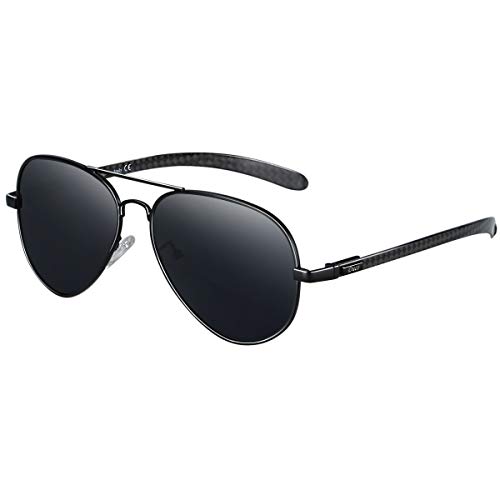 DUCO Sonnenbrille Polarisierte Herren Damen Unisex Metallrahmen Vintage UV400-Schutz Sonnenbrillen 3025S (Schwarz) von DUCO