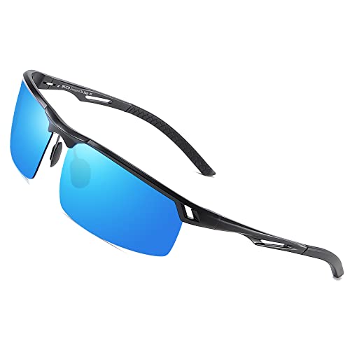 DUCO Sonnenbrille für Herren Retro Polarisierte Sonnenbrille Ultraleichte Sportbrille Al-Mg Metallrahmen Fahrerbrille 8550 von DUCO