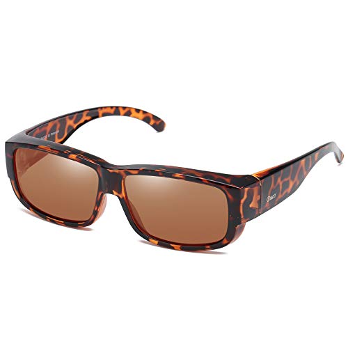 DUCO Unisex polarisierte Sonnenbrillen Überziehbrille Fit-Over Brille Korrekturbrille RX Brille 8956 (Tortoise) von DUCO