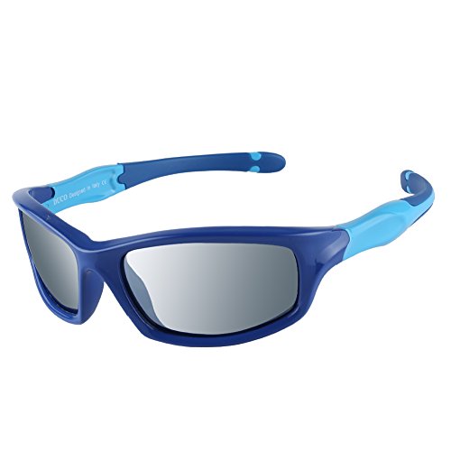 DUCO kinder sport style polarisierenden sonnenbrillen flexiblen rahmen für die jungen und mädchen (Blau/Silber Gespiegelt) von DUCO