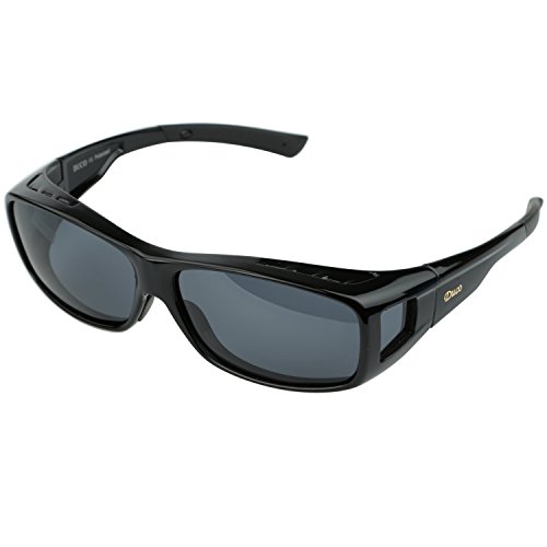 Duco Herren und Damen Sonnenbrillen Polarisiert Unisex Brille Überbrille für Brillenträger Fit-over Polbrille 8953 L - Schwarz, Grau von DUCO