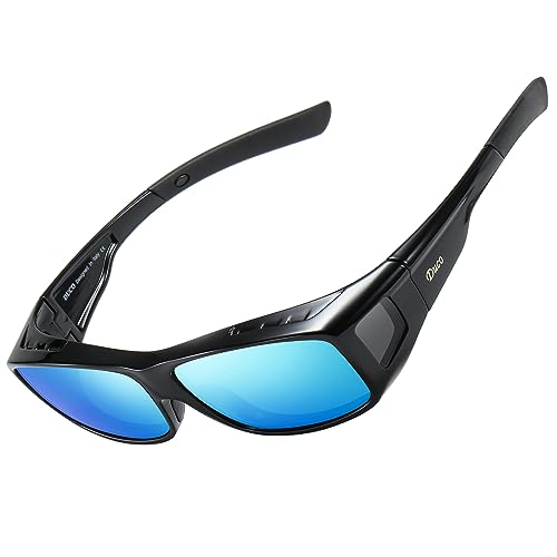 Duco Herren und Damen Sonnenbrillen Polarisiert Unisex Brille Überbrille für Brillenträger Fit-over Polbrille 8954 L-Schwarz, Revo Blau von DUCO