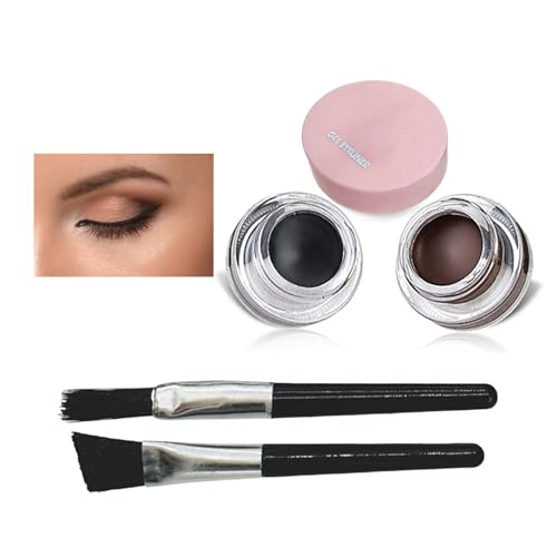 Gel-Liner Eyeliner - 2-in-1 wasserfester, wischfester Eyeliner mit Augen-Make-up-Pinseln | Langlebiger Gel-Eyeliner für Make-up-Shows, Dates, Frauen und Mädchen Dudok von DUDOK