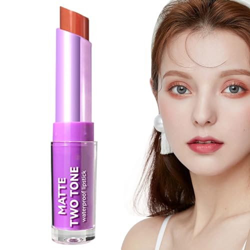 Lipgloss stift,Zweifarbiger Nude-Lippenstift für Frauen - er Lippenstift, langlebig, wasserdicht, für Damen, Lippenstift, Antihaft-Becher, Make-up, Geschenk, Lippenstift-Make-up Dudok von DUDOK