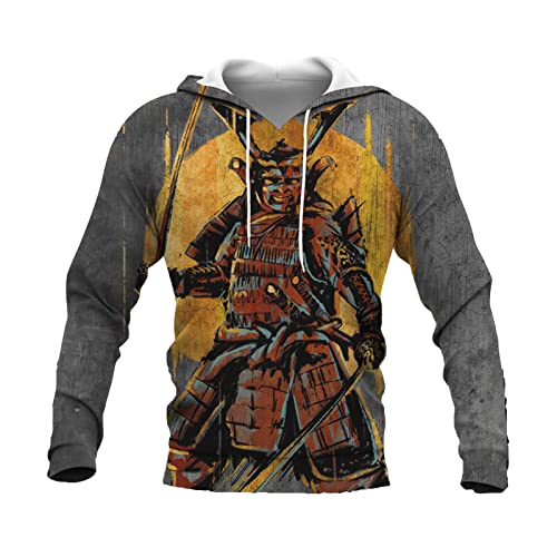 DUDSOG Herren 3D Kapuzenpullover Sweatshirt Dämon Japan Samurai Grafik Langarm Pullover Pullover Tops Ethnischer Stil Locker Lässig Kordelzug Kapuzen Sportbekleidung von DUDSOG