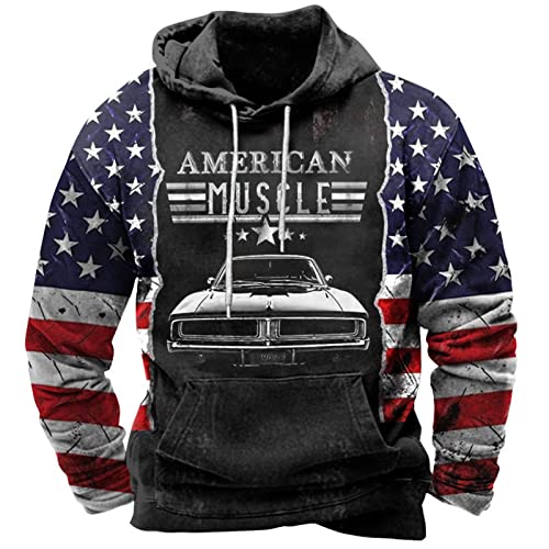 Herren 3D Hoodie Sweatshirt Adler Grafik Langarm Pullover Pullover Tops Amerikanische Flagge Lose Casual Drawstring Hooded Sportbekleidung von DUDSOG