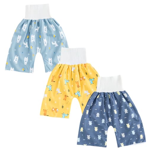 DUDUFUN 2 Stück Baby Kinder Kleinkinder Trainingshose Trainerhose Windelhose Windelrock Töpfchentraining für Jungen Mädchen Wasserdicht Saugfähig Trainerhose0-4 Jahre von DUDUFUN