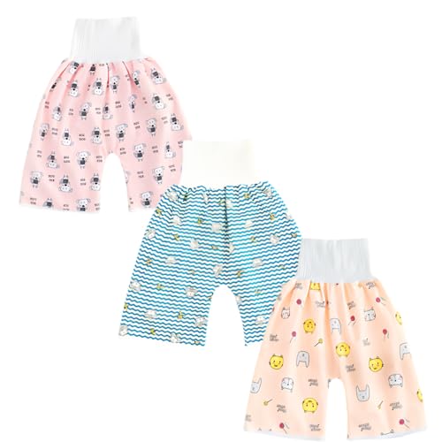 DUDUFUN 2 Stück Baby Kinder Kleinkinder Trainingshose Windelhose Windelrock Töpfchentraining für Jungen Mädchen Wasserdicht Saugfähig Trainerhose 4-10 Jahre von DUDUFUN