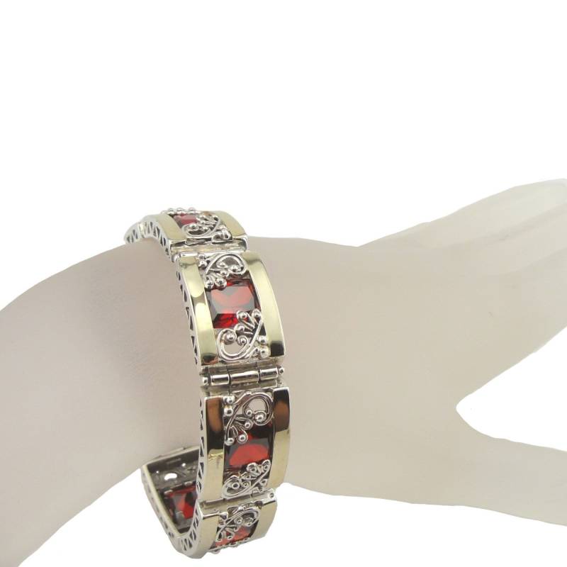 Armband Aus Sterling Silber, Verziert Mit Gelbgold Und Orange Zirkon Edelsteinen von DUERRY