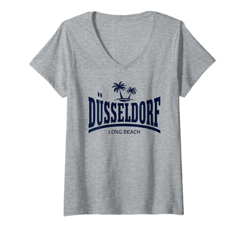 Damen DÜSSELDORF - LONG BEACH - PALMEN T-Shirt mit V-Ausschnitt von DÜSSELDORF - ALTSTADT