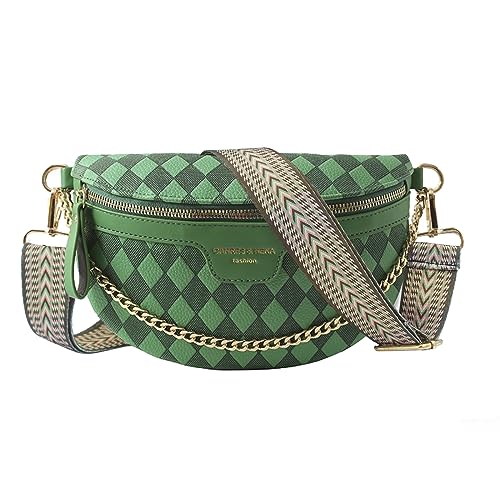 DUGEHO Crossbody Bag, PU Bauchtasche Damen, Umhängetasche Damen mit Reißverschluss und Abnehmbar Schultergurt,Damen Handy Umhängetasche(Grün) von DUGEHO