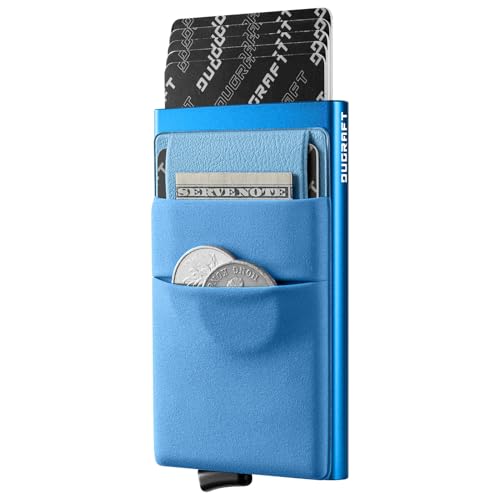 DUGRAFT Kartenetui Herren Geldbörse, Slim Wallet mit Münzfach, Kartenhalter Schlanke Pop-Up-Brieftasche mit Geldfach Minimalistisches RFID-blockierendes Kreditkartenetui aus Metall für Herren von DUGRAFT