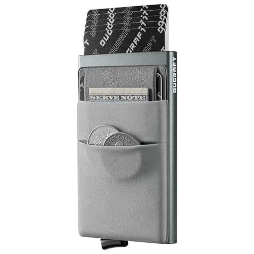 DUGRAFT Kartenetui Herren Geldbörse, Slim Wallet mit Münzfach, Kartenhalter Schlanke Pop-Up-Brieftasche mit Geldfach Minimalistisches RFID-blockierendes Kreditkartenetui aus Metall für Herren von DUGRAFT