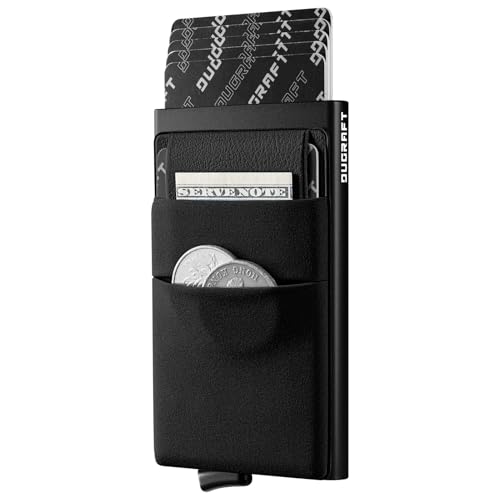 DUGRAFT Kartenetui Herren Geldbörse, Slim Wallet mit Münzfach, Kartenhalter Schlanke Pop-Up-Brieftasche mit Geldfach Minimalistisches RFID-blockierendes Kreditkartenetui aus Metall für Herren von DUGRAFT