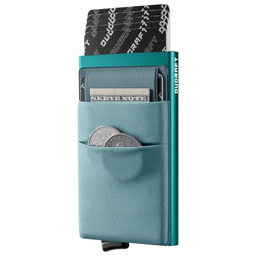 DUGRAFT Kartenetui Herren Geldbörse, Slim Wallet mit Münzfach, Kartenhalter Schlanke Pop-Up-Brieftasche mit Geldfach Minimalistisches RFID-blockierendes Kreditkartenetui aus Metall für Herren von DUGRAFT