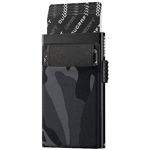 DUGRAFT Kreditkartenetui mit Münzfach Geldfach, Minimalistische Schlanke Herren Aluminium Metall Pop-Up Geldbörse Karten Portemonnaie RFID-Blockierung Kartenhalter, für 5-7 Karten und Barge von DUGRAFT