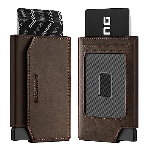 DUGRAFT Kreditkartenetui RFID Blocker Kartenhülle Automatisches Pop-up-Kartenetui aus Aluminium für 5-8 Karten mit Geldscheinfach, Ausweisfenster von DUGRAFT