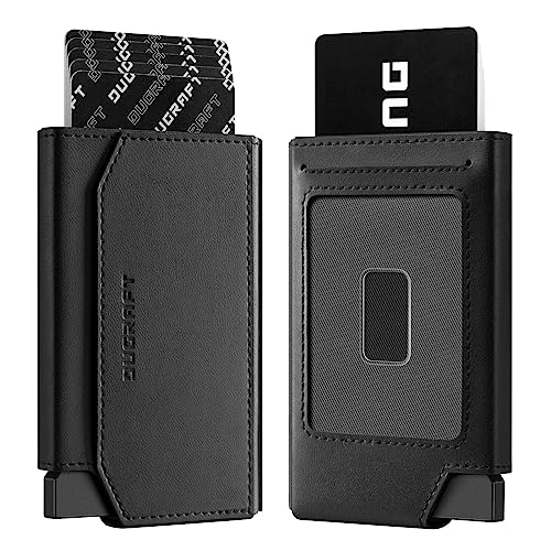 DUGRAFT Kreditkartenetui RFID Blocker Kartenhülle Automatisches Pop-up-Kartenetui aus Aluminium für 5-8 Karten mit Geldscheinfach, Ausweisfenster von DUGRAFT