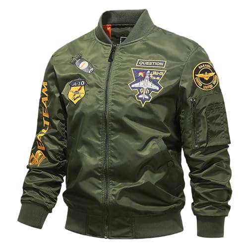 DUHENWU Baseball Jacke Herren Mit Aufdruck Streetwear Sportjacke Coole Bomberjacke Hip Hop Pilotenjacke Y2K Sweatjacke Mit Taschen Stehkragen Übergangsjacke Windbreaker Sommerjacken von DUHENWU