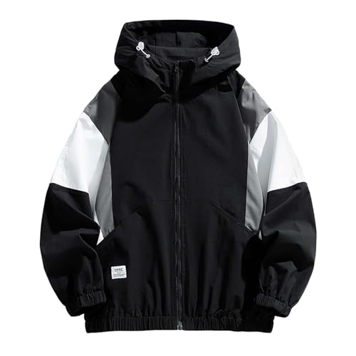 DUHENWU Bomberjacke Herren Patchwork Farbblock Oversize Baseballjacke Hip Hop Jacke Dünne College Jacke Teenagermantel Sport Übergangsjacke Windbreaker Sweatjacke Streetwear Sportjacke von DUHENWU