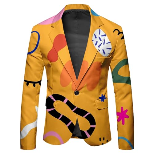 DUHENWU Herren Blazer Langarm Bunt Sakko Karneval Regular Fit Anzugjacket Funky Anzug Bequeme Elegant Jackett Abschlussball Männer Anzugsakko Mit Knopfleiste Hochzeit Herrenanzüge von DUHENWU