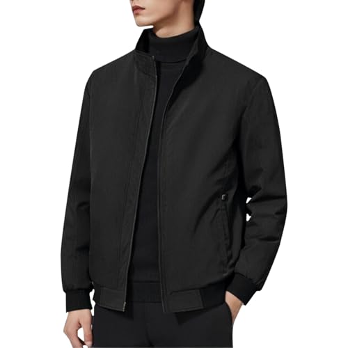 DUHENWU Herren Jacke Sommer Übergangsjacke Freizeit Bomberjacke Full Zip Up Outdoorjacke Windbreaker Mit Reißverschlusstasche Fliegerjacke Einfarbig Regular Fit Sportjacke Männer von DUHENWU