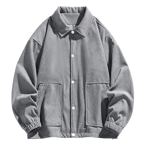 DUHENWU Herren Jacken Leichte Einfarbige Bomberjacke Outdoor Windbreaker Arbeitsjacke Freizeit Blouson Übergangsjacke Mit Vielen Taschen Winter Warm Cord Sportjacke Button Down Winterjacke von DUHENWU