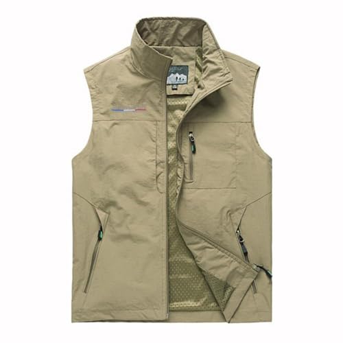 DUHENWU Herren Outdoor Weste Standkragen Anglerweste Golf Leicht Gilet Schnelltrocknende Ärmellose Jacke Arbeitsweste Frühling Und Herbst Jagdweste Mit Vielen Taschen Wanderweste von DUHENWU