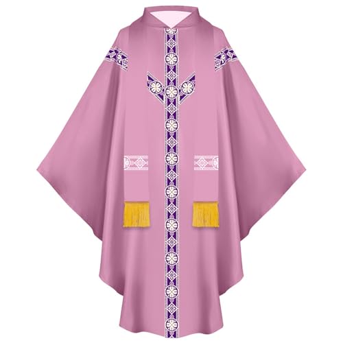 DUHENWU Herren Priester Messgewand Kirche Zelebrant Vater Priester Kasel Robe Kirche Massen Ornat Celebrant Messgewand Vater Masse Robe Kontrastfarben Vintage Kleidung Cosplay Kostüm von DUHENWU